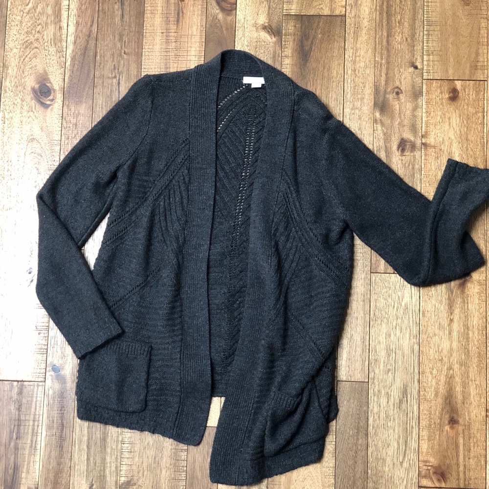 Gray cardigan sweater